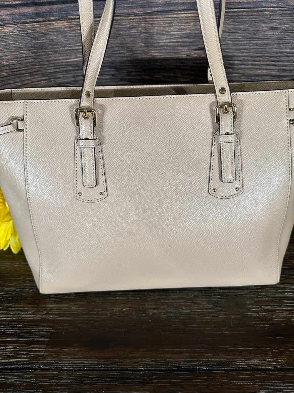 Michael Kors Tan Pebbled Leather Tote with MK Charm - Picture 3 of 9